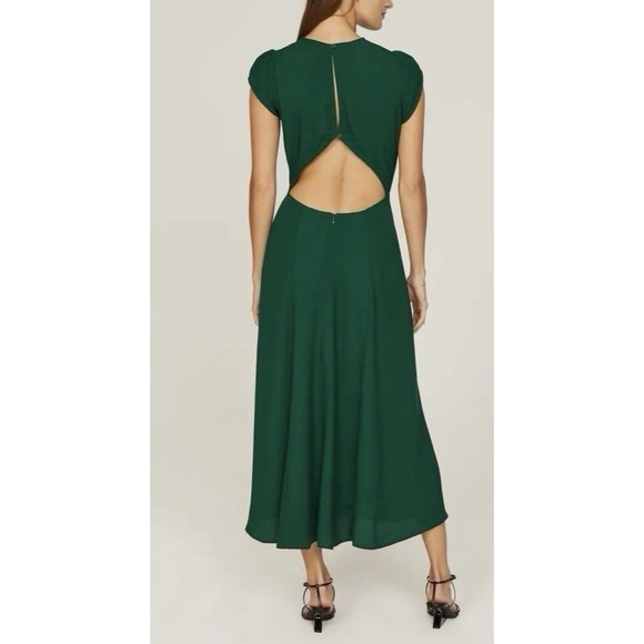 NEW Reformation Gavin Emerald Greem Midi Dress Cut Out Back Size 6 Wedding Party - Picture 3 of 15
